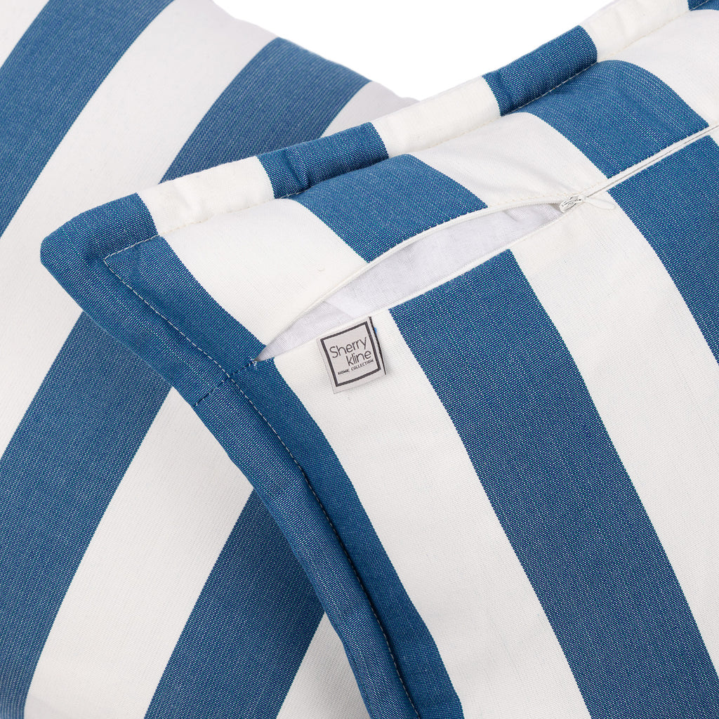 Sherry Kline Designer’s Choice Cabana Stripe Reversible Indoor/Outdoor Square Pillow 20" With Flange| 9 Color Options
