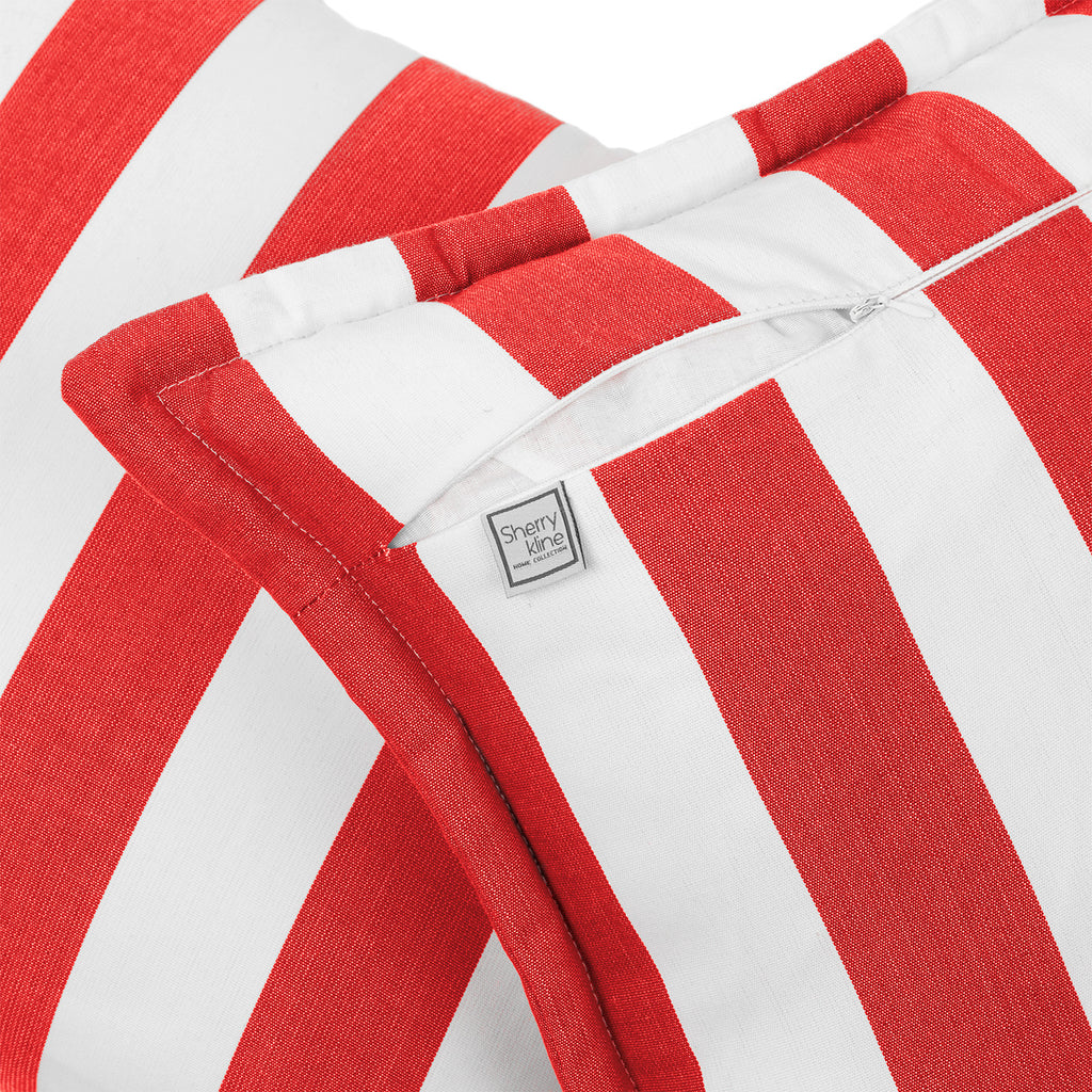 Sherry Kline Designer’s Choice Cabana Stripe Reversible Indoor/Outdoor Square Pillow 20" With Flange| 9 Color Options