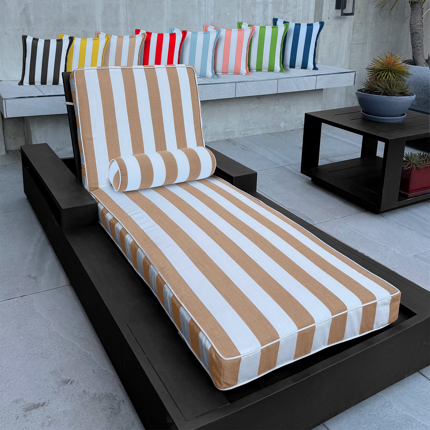 Sherry Kline Designer’s Choice Reversible Cabana Stripe Outdoor Chaise Lounge Cushion | 9 Color Options