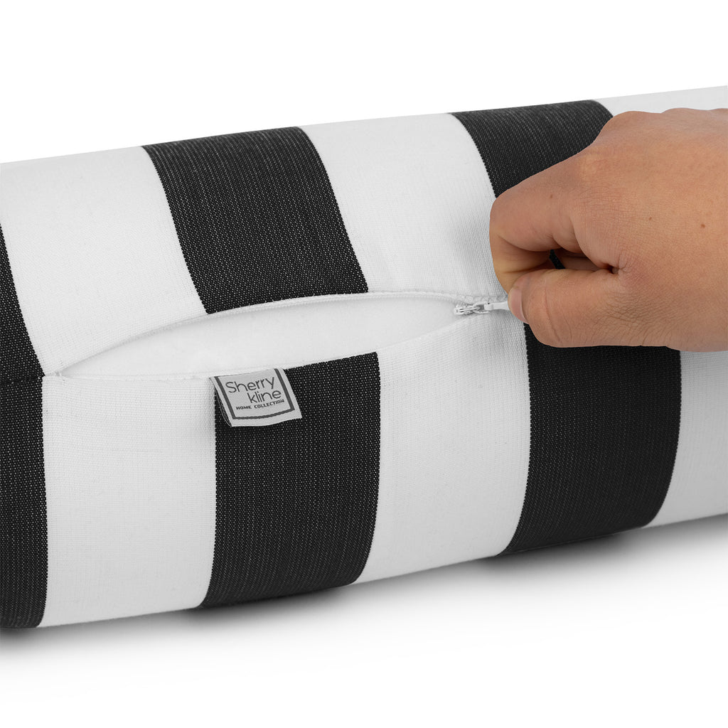 Sherry Kline Designer’s Choice Cabana Stripe Indoor/Outdoor Neckroll Bolster Pillow 9 Color Options