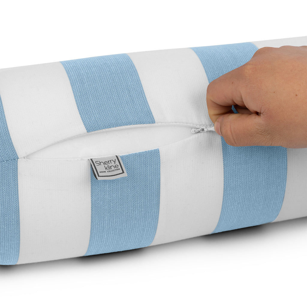 Sherry Kline Designer’s Choice Cabana Stripe Indoor/Outdoor Neckroll Bolster Pillow 9 Color Options