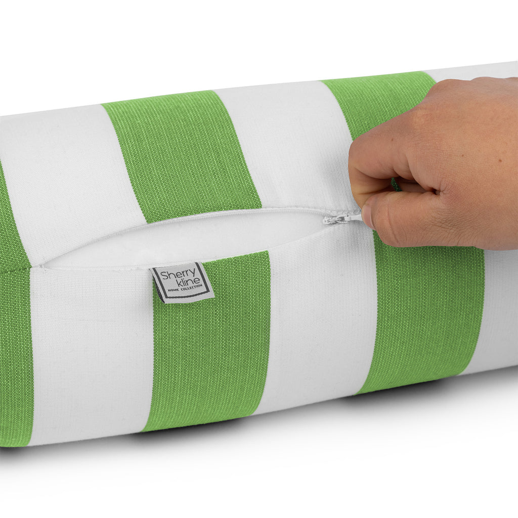 Sherry Kline Designer’s Choice Cabana Stripe Indoor/Outdoor Neckroll Bolster Pillow 9 Color Options