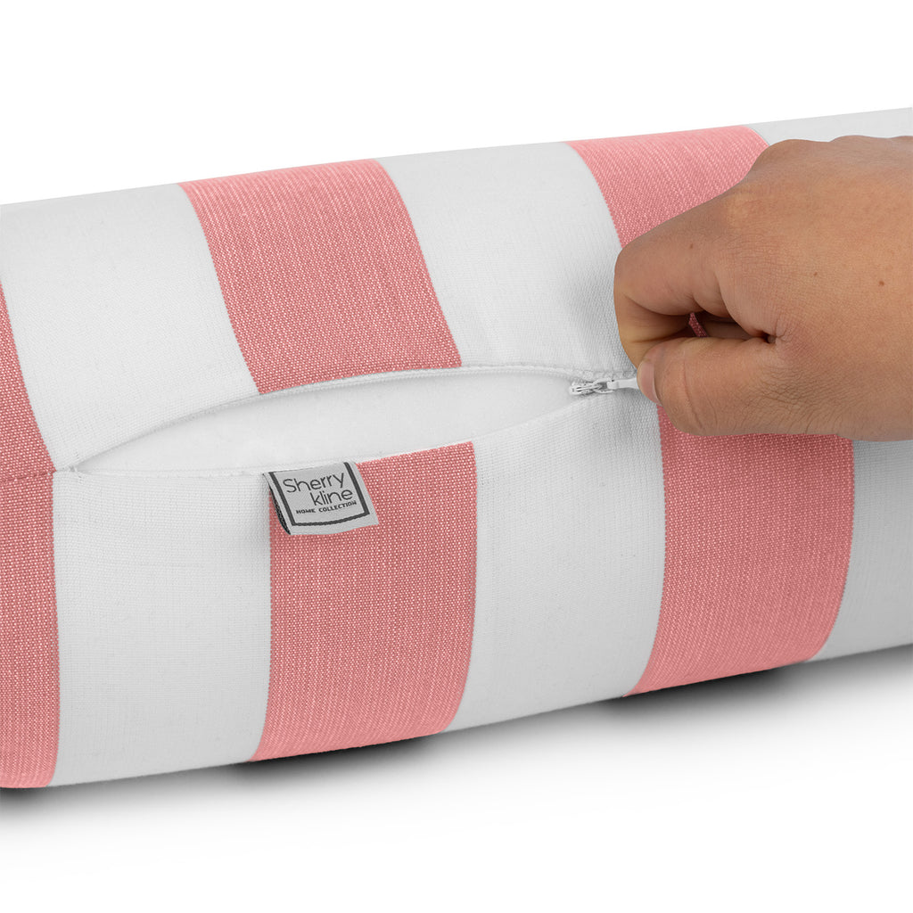 Sherry Kline Designer’s Choice Cabana Stripe Indoor/Outdoor Neckroll Bolster Pillow 9 Color Options