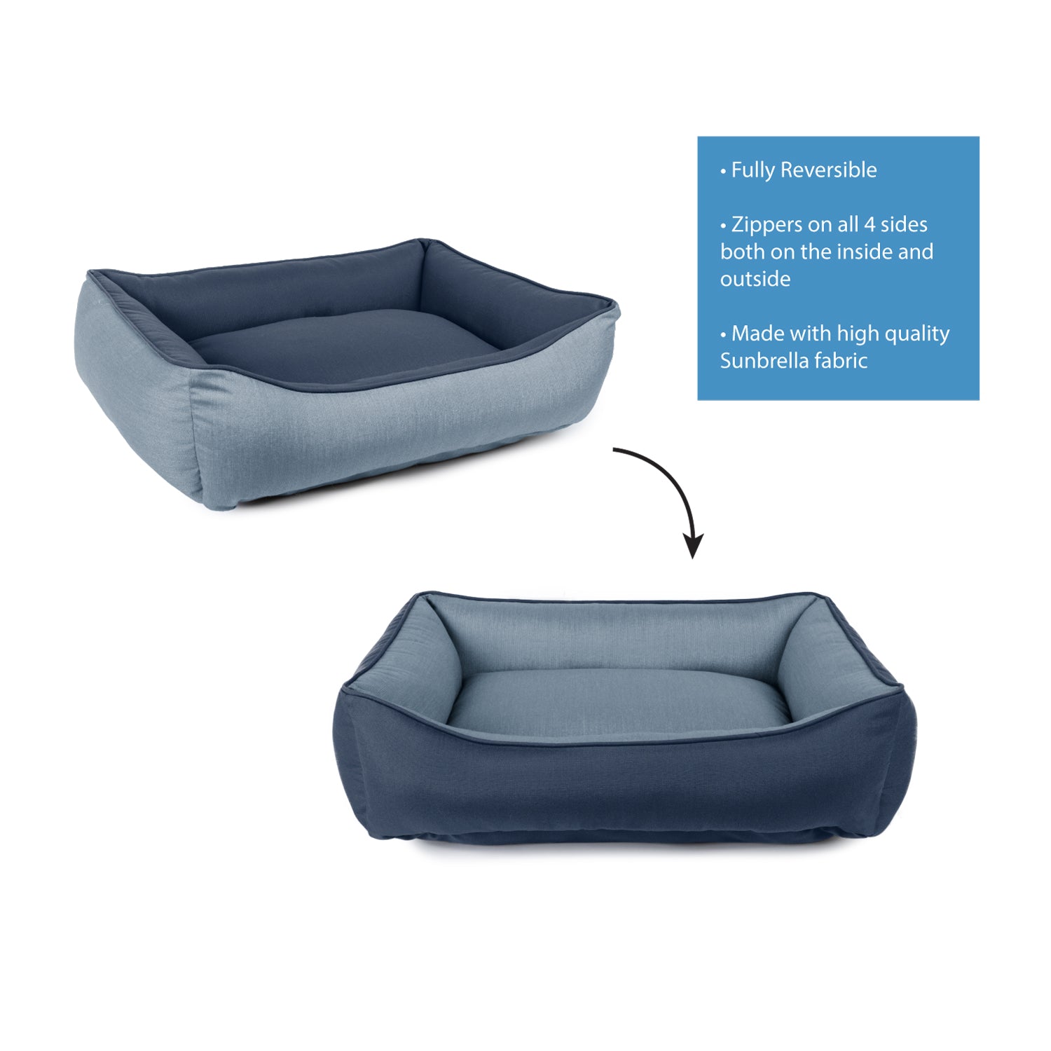 Sunbrella Reversible Indoor/Outdoor Cuddler Pet Bed