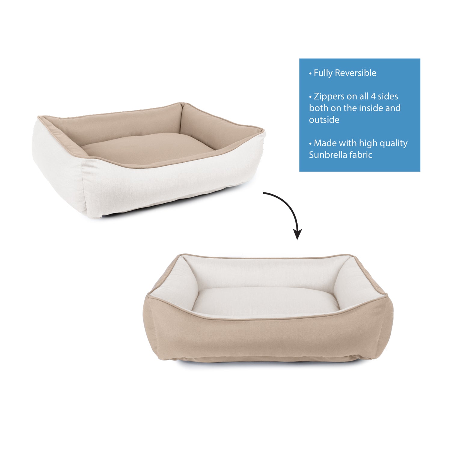 Sunbrella Reversible Indoor/Outdoor Cuddler Pet Bed